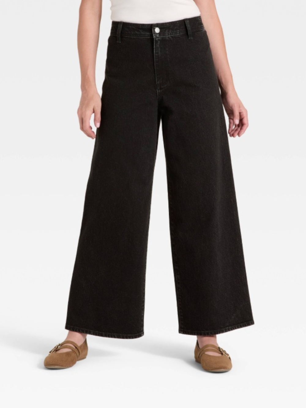 NWT Size 12 Universal Thread Black Gray High Rise Sailor Wide Leg Ankle Jeans